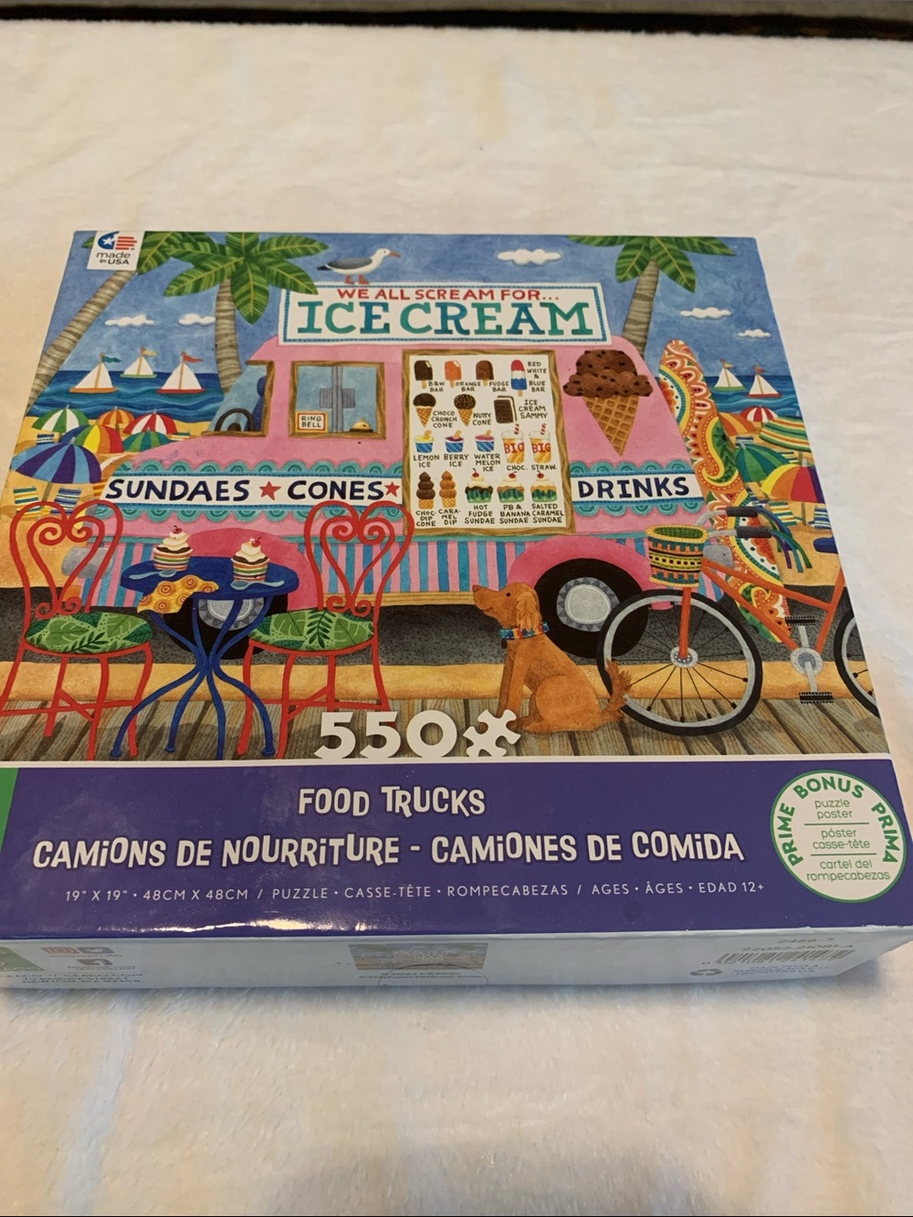 Ceaco Ice Cream Food Truck Puzzle NEW 550 Pc Puzzle Pastel colors Beach ocean